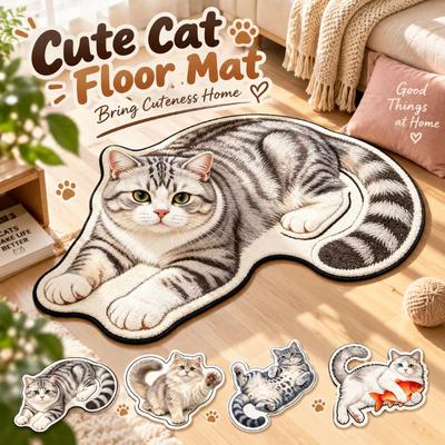 Non-Slip Home Decor Carpet Diatom Mud Cartoon Carpet Soft Cat-Shaped Area Rug Bedrooms