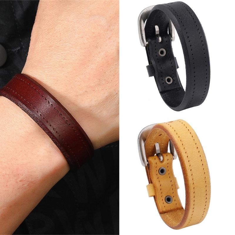 Handmade Beaded Bracelet Leather Bracelet Fashion Wrist Accessory Stylish Daily Wear Bracelet Leather Texture for Man