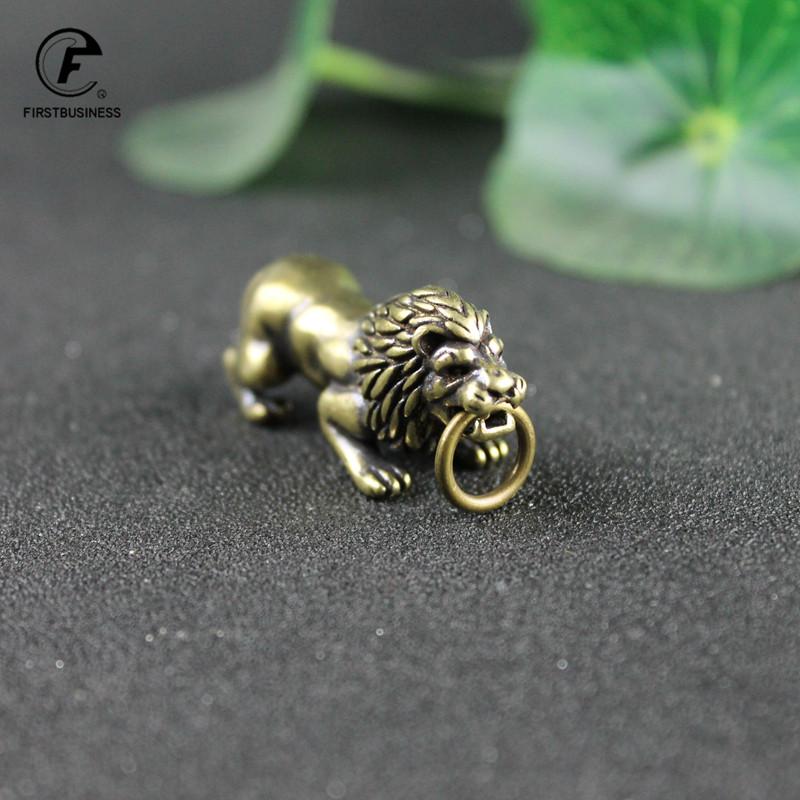 Retro Copper Lion Figurines Miniature Desktop Decoration Ornament Brass The King of Grassland Animal Statue Home Decor Accessory