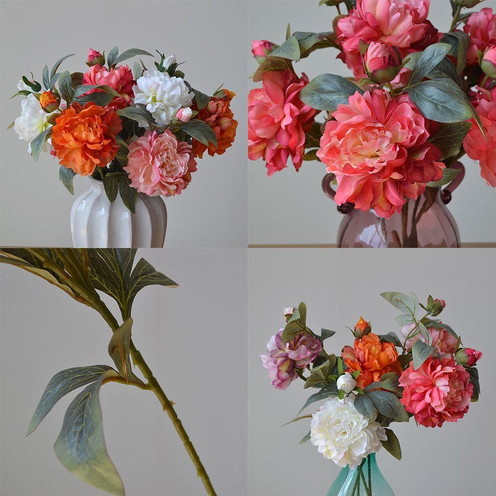 Silk Petals Peony Artificial Flower Multicolor Faux Flower Simulation Peony Flower  Home Decoration