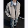 Men's Autumn Faux Two-Piece Patchwork Bomber Jacket