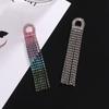 Elegant Long Tassel Rhinestone Stud Earrings Women's Wedding Performance Stage Multi-Color Gradient Slimming E775