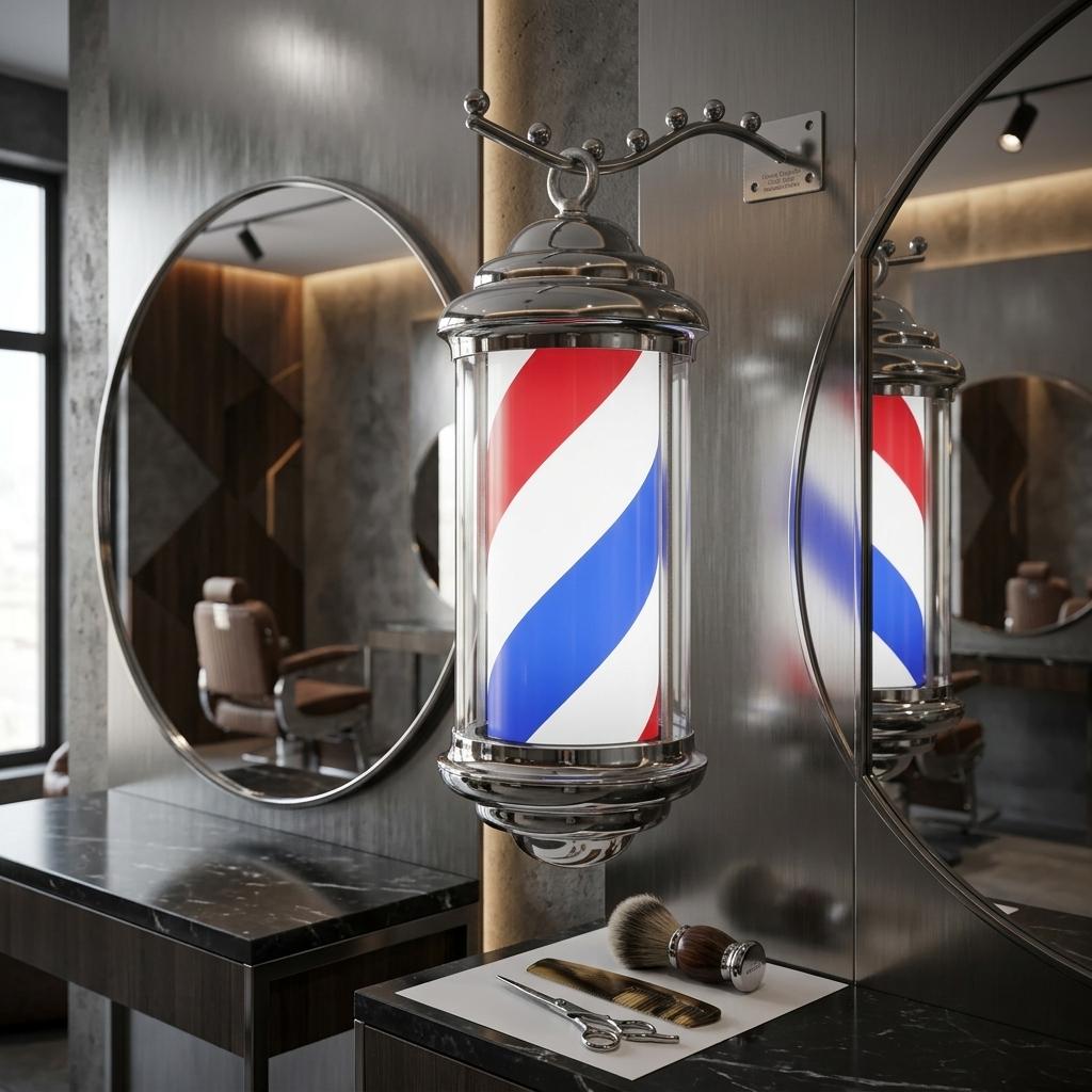 Ceiling Lamp Post Led Barberska Barberski Barber Sign Advertising Salon 48
