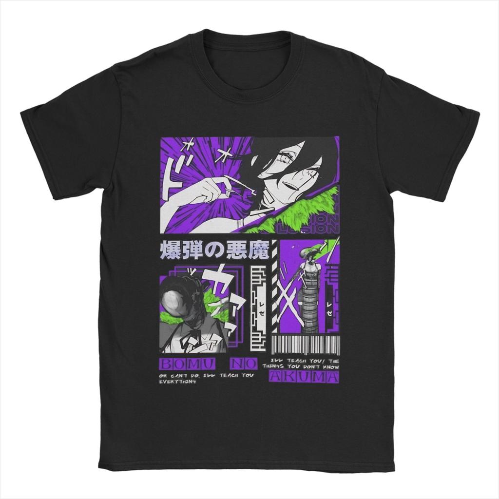 Reze Anime Chainsaws Japan Manga Man Outfit Men Women T Shirts 100% Cotton Tee Graphic Print  T-shirt Clothes