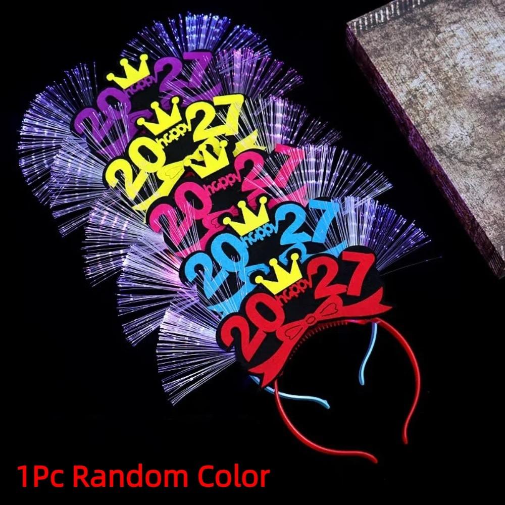 Tiara de Cabelo LED Brilhante Doce 2027 Bastões Luminosos Brinquedos Infantis Aro de Cabelo de Natal Adereço para Foto