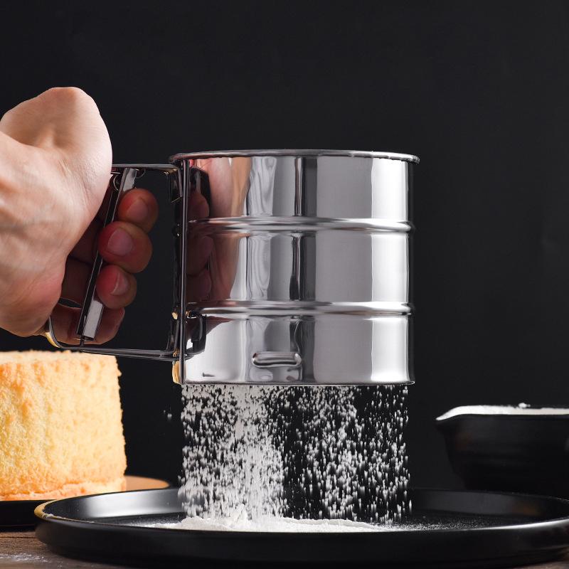 Edelstahl Mehlsieb Tasse Hohe Qualität Handgehaltenes Mehlsiebwerkzeug Pulversieb Maschenweite Backen Gebäckwerkzeuge Küchenhelfer