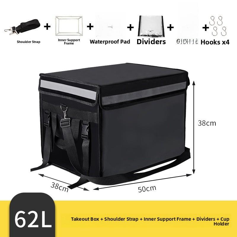Schwarze Wasserdichte Lebensmittel-Liefer-Isolierbox Kleine Mittlere Große 30 45 62L Größen Lokale Lieferung Kühltasche Picknick BBQ Zubehör