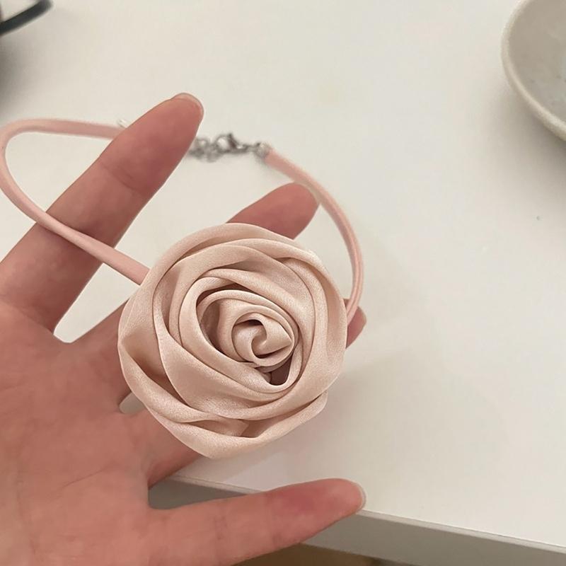 Gothic Elegant Big Rose Flower Clavicle Chain Necklace Women Wedding Bridal Sexy Adjustable Choker Jewelry Y2K Accessory