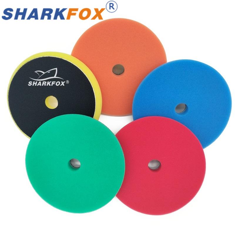 Sharkfox 5inch Polishing Pads Buffing Sponge Pad Polish Disc Smooth Foam Pads DA/RO Polisher Buffer Use for Car Beauty Auto Care