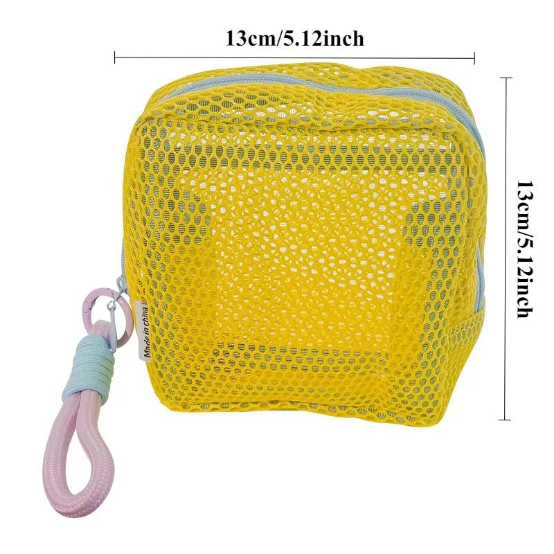 Storage Bag Dopamine Fashionable Trendy Travel Business Trip High-capacity Mesh Portable Makeup Bag Lipstick Earphone Coin Purse