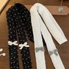 Fashionable Warm Polka Dot Scarf Korean Bowknot Soft Narrow Long Scarf Knitted Scarves Bib Women Neck Accessories