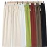 Mid-Rise Elastic Waist Straight-Leg Casual Pants for Mature Women