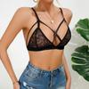 Female Sexy Hollowed-out Perspective Lace Cross Temptation Erotic Underwear Women's Thin Steel-rimless Bra