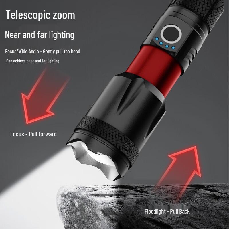 Lishi Outdoor White Laser Zoom Flashlight with Power Bank