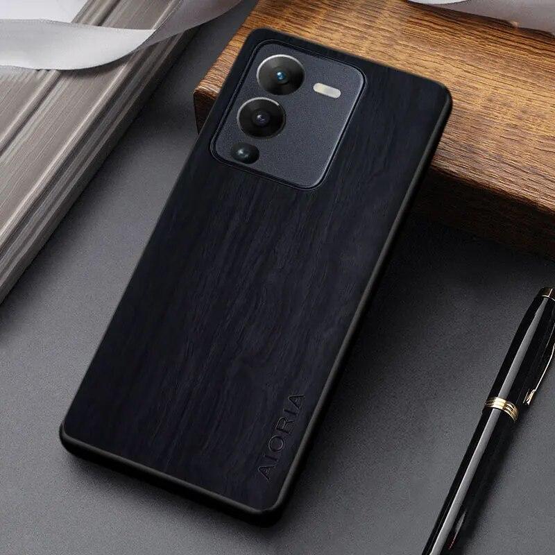 Capa para VIVO V25 S15 Pro coque design simples e exclusivo leve padrão de madeira capa de couro pu para vivo v25 pro case