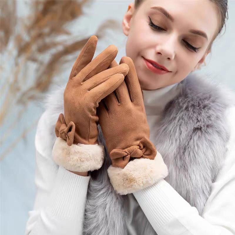 Gloves Winter Cute Student Suede Warm Fleece Thickened