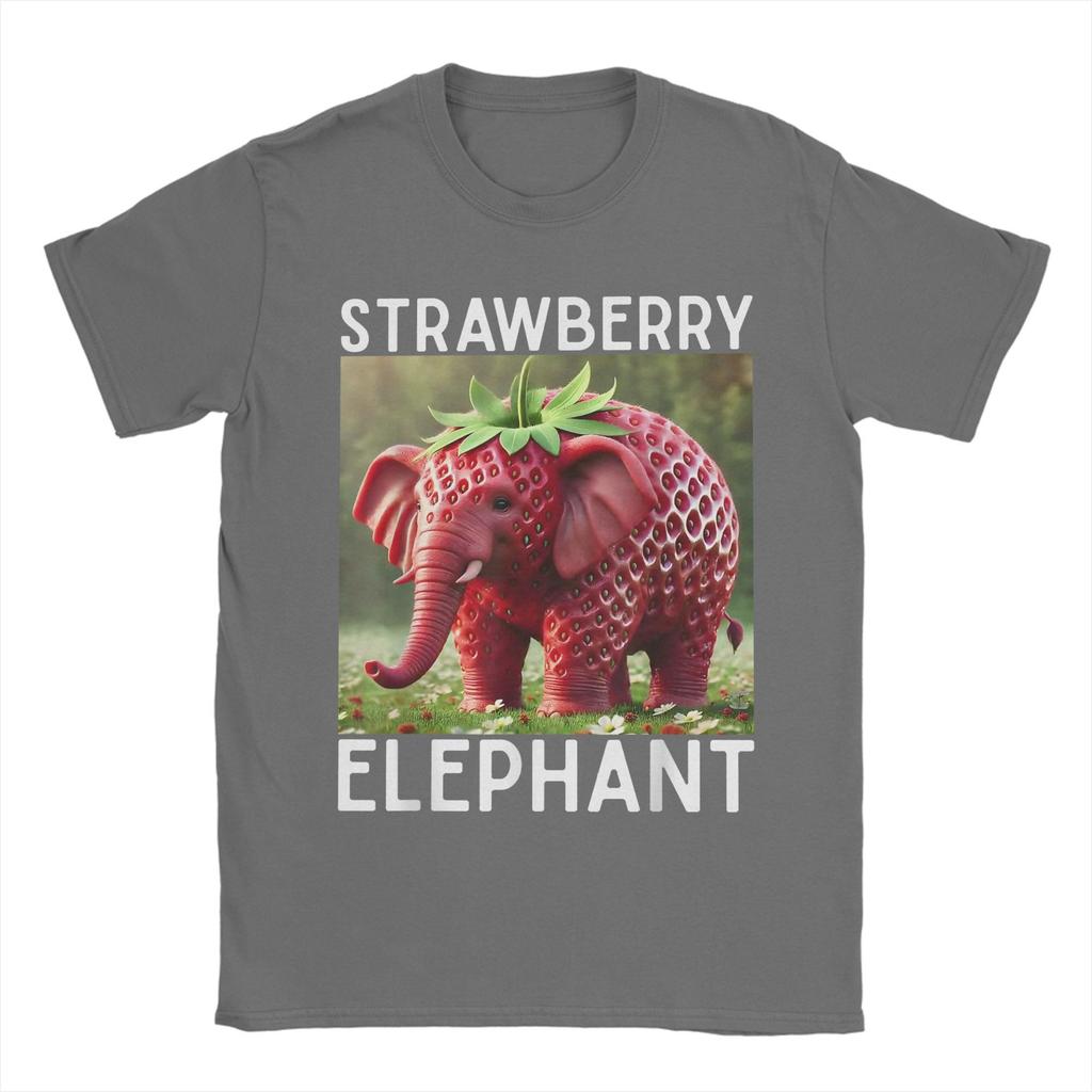 Strawberry Elephant Italian Brainrot Meme T Shirt Men's 100% Cotton Novelty T-Shirt Crew Neck  Tee Shirt Short Sleeve Tops