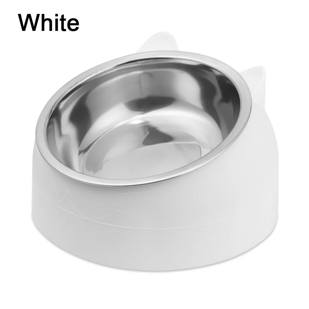 Cute Cat Dog Bowl Protect The Cervical Spine 15 Degree Tilted Pet Stainless Steel Fall-resistant Durable Food Bowl Pet Supplies