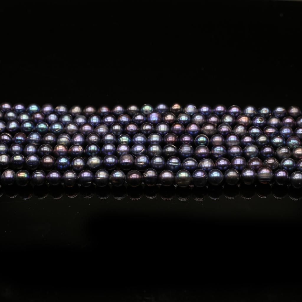 1String, Black Natural Freshwater Pearls, Handmade Near Round Pearl Beads for Jewelry Making DIY Necklaces, Bracelets Craft (Beads 8-9mm, Length 36cm)