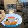 Retro Round Wave Multicolor Accent Rug, Non-Slip Floor Mat for Laundry Room