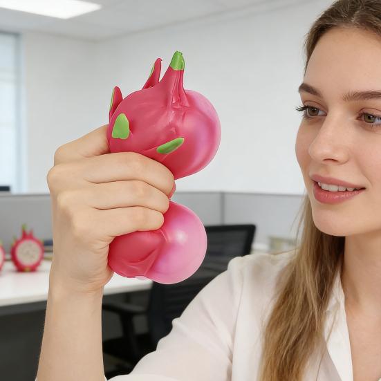 1/2Pcs Simulation Dragon Fruit Squeeze Toy Stress Relief Dragonfruit Squeeze Toy Decompression Fruit Shape Sensory Fidget Toy