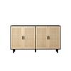 158CM Elegant and Functional 4-Door Rattan Decorative Storage Cabinet,for Bedroom,Living Room,Office,Black