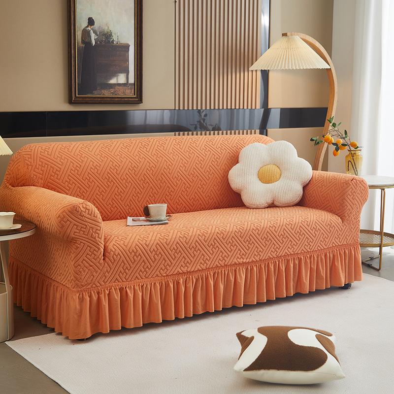 Specially For Thickened Elastic Sofa Cover All-Inclusive Universal Cover All Seasons Universal Jacquard Fleece Fabric Cover