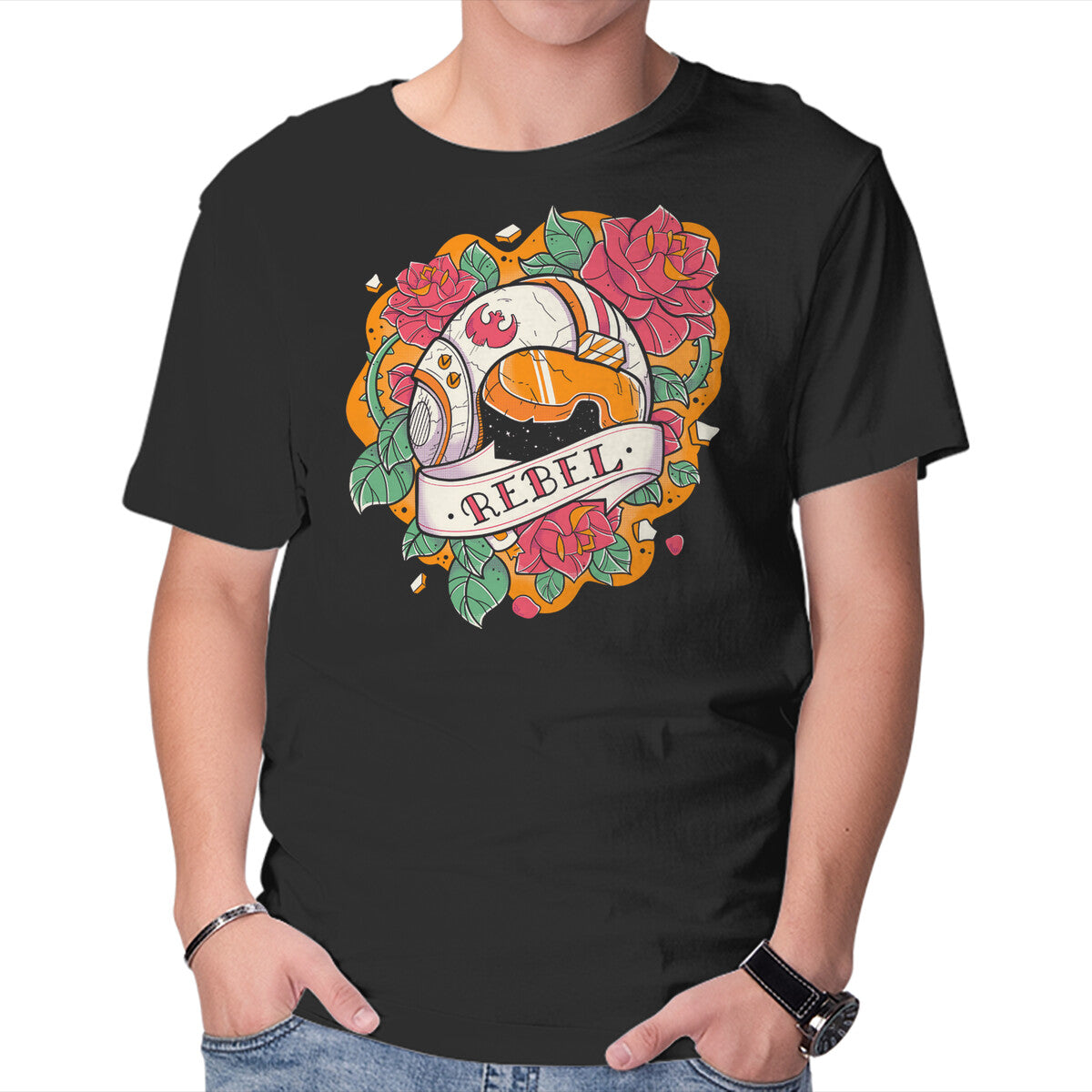 Unisex Crew Neck T-Shirt The Rebel Graphic Short Sleeve Casual Tee L