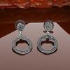 Estele Rhodium Plated Oxidized Round Drop Earrings for Women