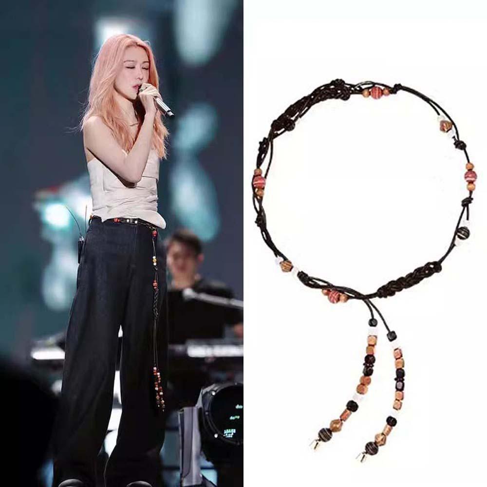 Adjustable Wood Beads Belt Resin Retro Tassel Waist Chain  Cool Girls