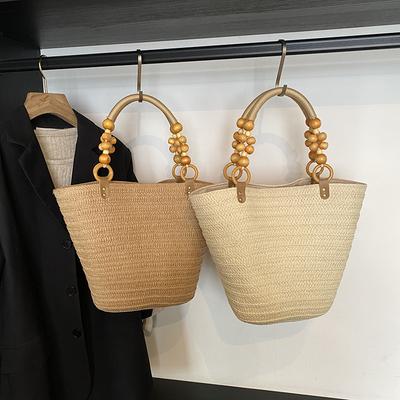 Strohtasche Damen große Kapazität Temperament einfache Handtasche Mode Pendeln Nische Schultertasche Urlaubs-Wind Strandtasche