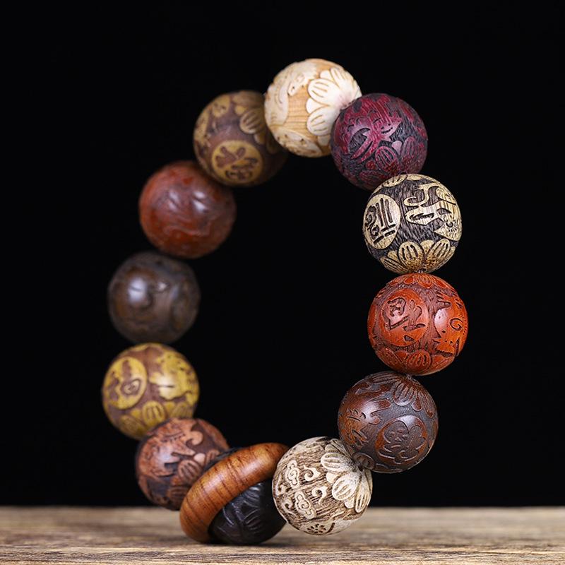 Znamenie zverokruhu Vyrezávané Santalové drevo a Palisandrové drevo Náramok - Unisex Budhistické korálky