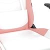 Gaming Chair with Massage Function and Footrest White and Pink PU Leather