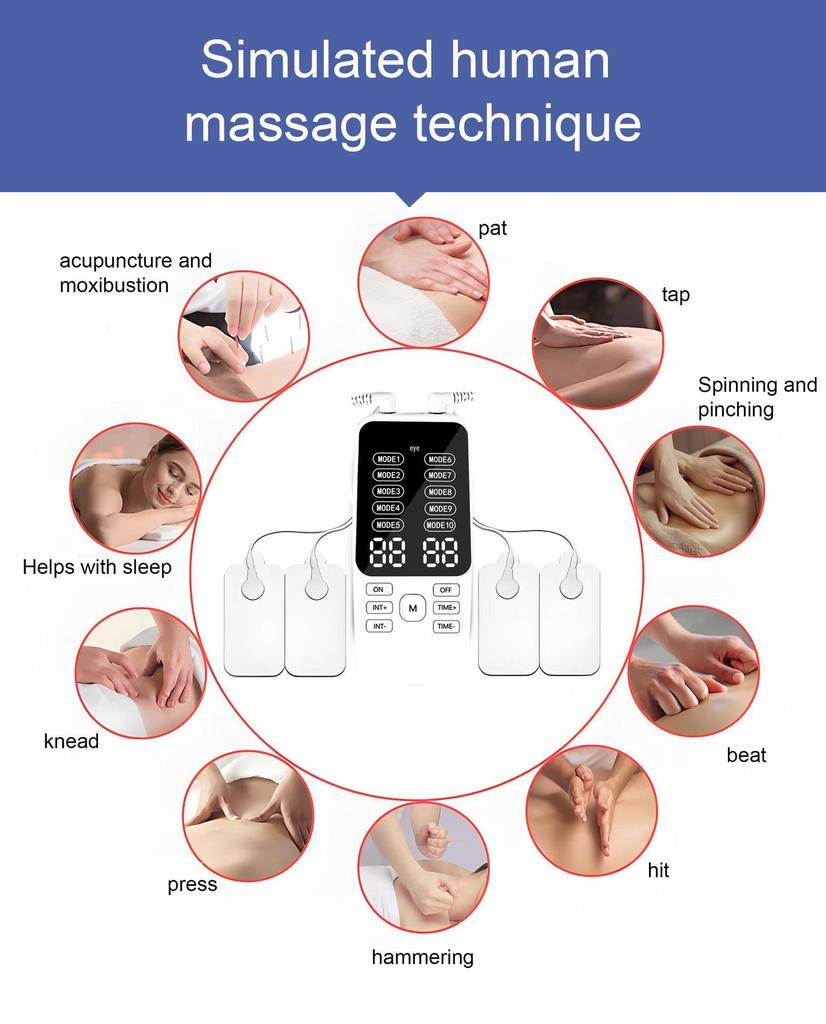 Dual Output Pulse Acupuncture Massager Patch for Cervical, Lumbar, and Back Therapy