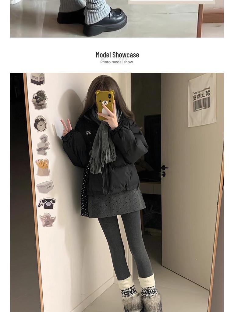 Korean Style Women's Gray Polka Dot Wool A-Line Skirt - Retro Hip-Hugging Short Skirt for Autumn/Winter