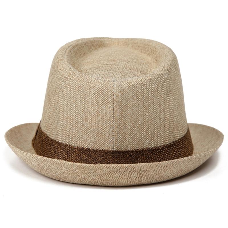 Men's Summer Straw Trilby Hat Sun Protection Lightweight Foldable for Beach Travel Outdoor Activities