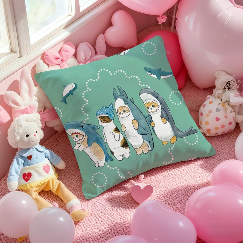 Luxury Cute Mofusand Cat Pillow Case Soft Plush Fabric Double-Sided Printed Cushion Cover Warm Winter Sofa Pillow Case