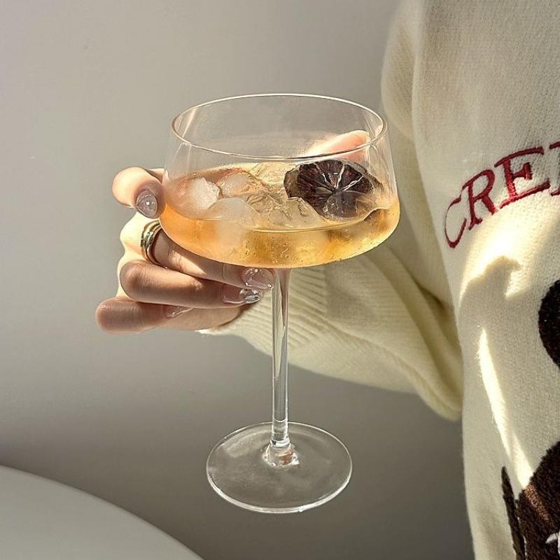 Japanese Style Tall Cocktail Glass Set Crystal Stemware for Martini Wine Bar and Modern Home Dining Elegant Drinkware
