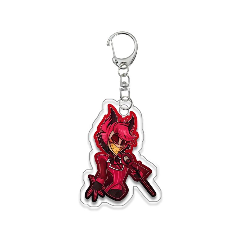 Anime for Hazbin Hotel Angel Dust Alastor Husk Charlie Morningstar Vaggie Acrylic Keychain Backpack Pendant Key Ring Decoration