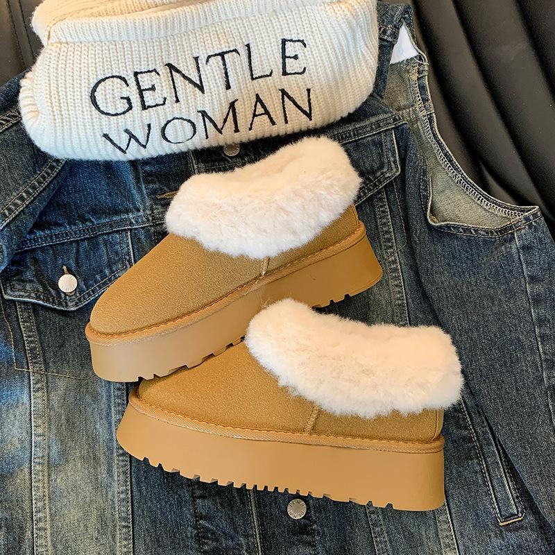 

Foreign trade large size new thick-soled women s snow boots winter wear warm thickened wool cotton shoes snow boots 35 малиновый