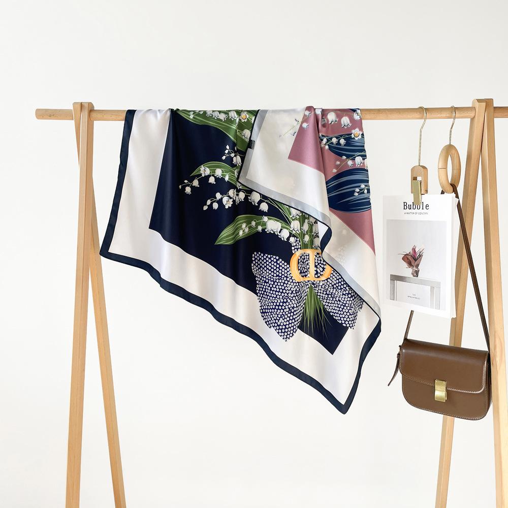 90*90Cm Square Scarf Twill Cotton Feeling Women Head Shawls And Wraps Luxury Print Neck Scarves Hijab Bandana Pashmina