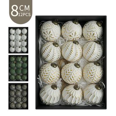 8CM Antieke Kerstboom Decoratie Ballen Set, 12 stuks - Feestelijke Vakantie Hangende Ornamenten