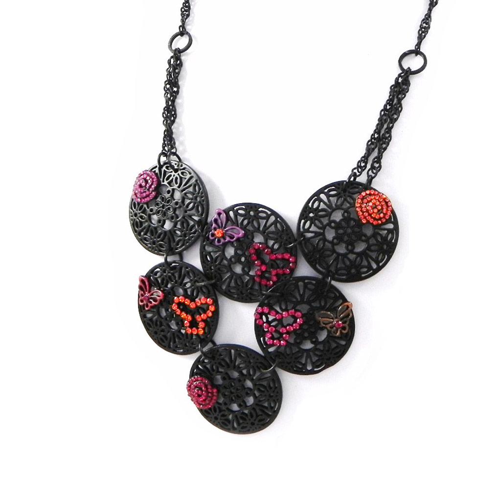 NOA [H9113] - Designer Necklace 'Carmen' Red Orange