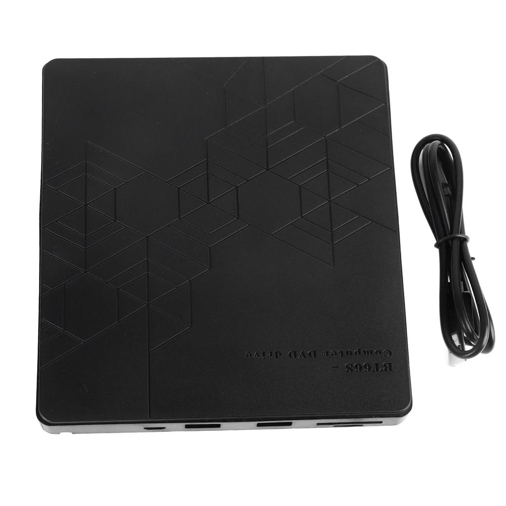 External CD DVD Drive USB Plug and Play Portable Optical Disk Drive with Storage Card Slot for