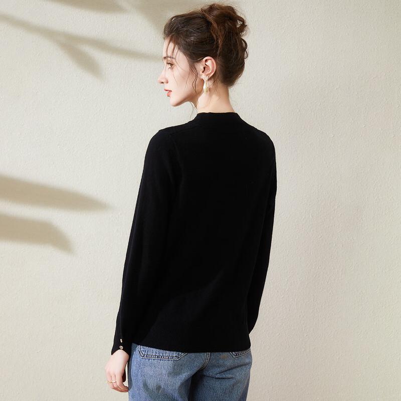 TUHUANG Women's 100% Wool Hollow Diamond Knit Sweater