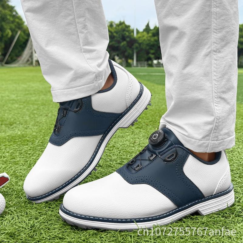 Men Professional Rotating Buckle Golf Shoes Outdoor Casual Sports Shoes Anti-Slip Golf Training Sneakers Adult Walking Footwears