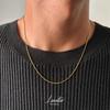 [LUXSTAR] Snake Chain Necklace, Sterling Silver 925, Gold Plated, Men's & Women's, with Adjustable Chain (Gold, 45cm + 5cm)