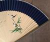 Onishi Ken Seihan Men's Short Silk Pentex Folding Fan, Size: Approx. 22cm, Sparrow Design, Navy Blue, "Ripple" S23-MTSP16