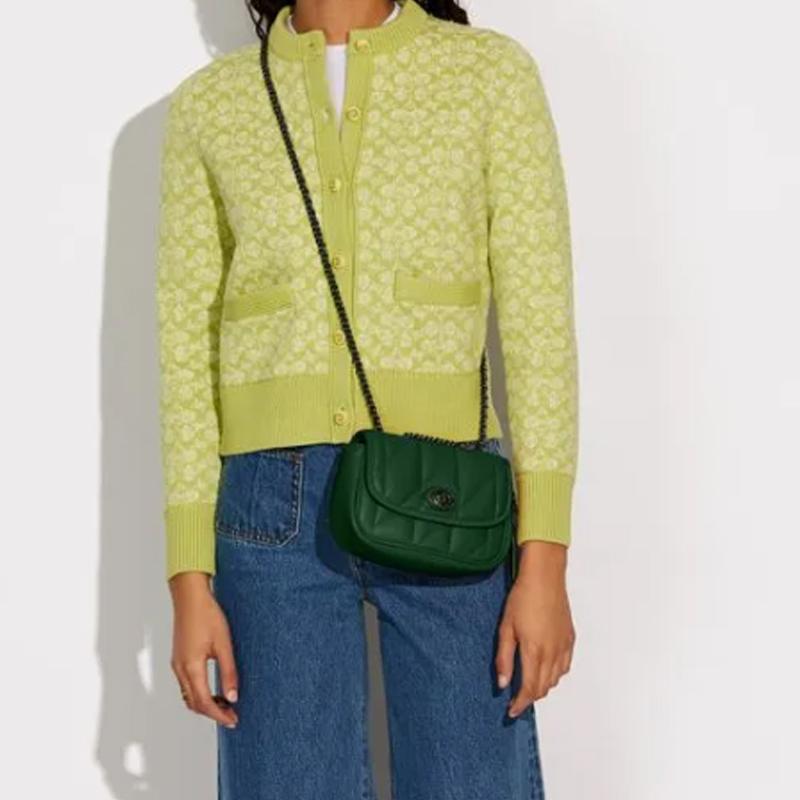 New COACH Pillow Sheepskin Crossbody Bag, Shoulder Bag Women's Dark Green CA086-V5CZS