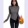 Women's Velvet Semi-High Neck Irregular Shoulder Long Sleeve Slim Fit Autumn Winter Top